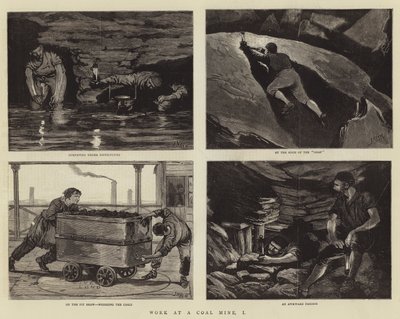 Werk in een kolenmijn, I door Joseph Nash